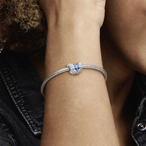 Charm Prata Borboleta Azul Brilhante