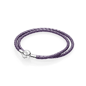 Bracelete De Couro Roxo Com O Fecho Redondo