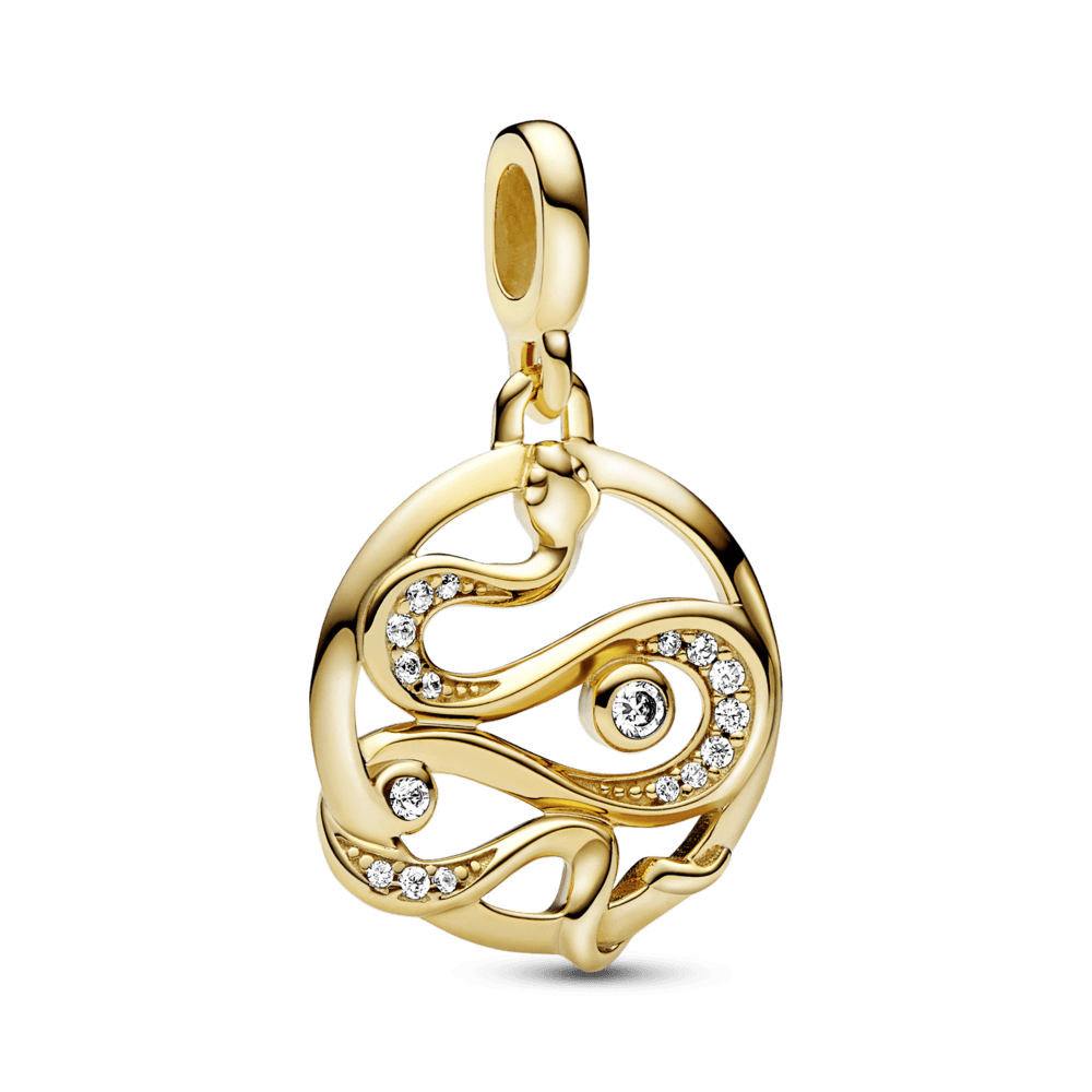 Imagem 1 do produto Charm de Ouro Medalhão Cobra em Pavé