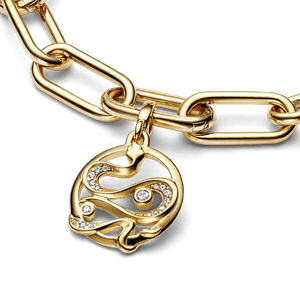 Charm de Ouro Medalhão Cobra em Pavé