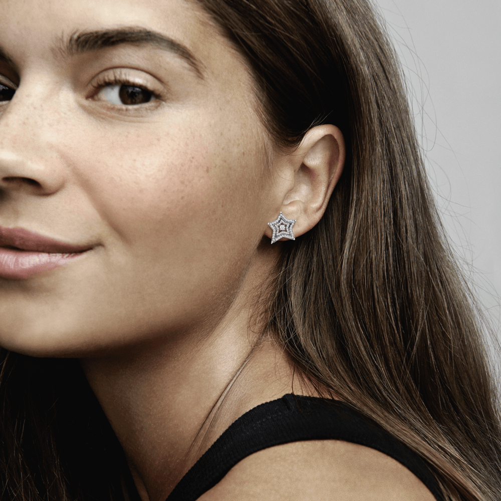 Imagem 3 do produto Brinco de Prata Pequeno Estrela Celestial Assimétrica
