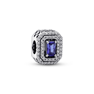 Charm Prata Retangular Azul Brilhante