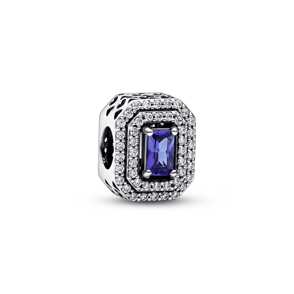 Imagem 1 do produto Charm Prata Retangular Azul Brilhante