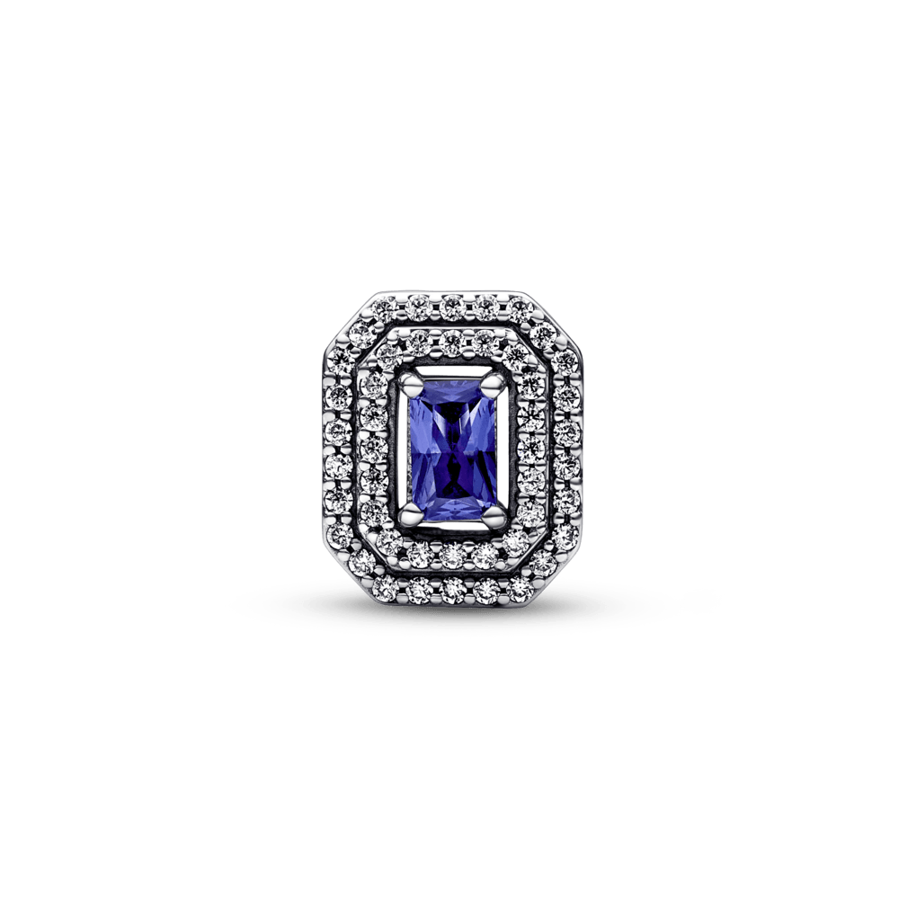 Imagem 3 do produto Charm Prata Retangular Azul Brilhante