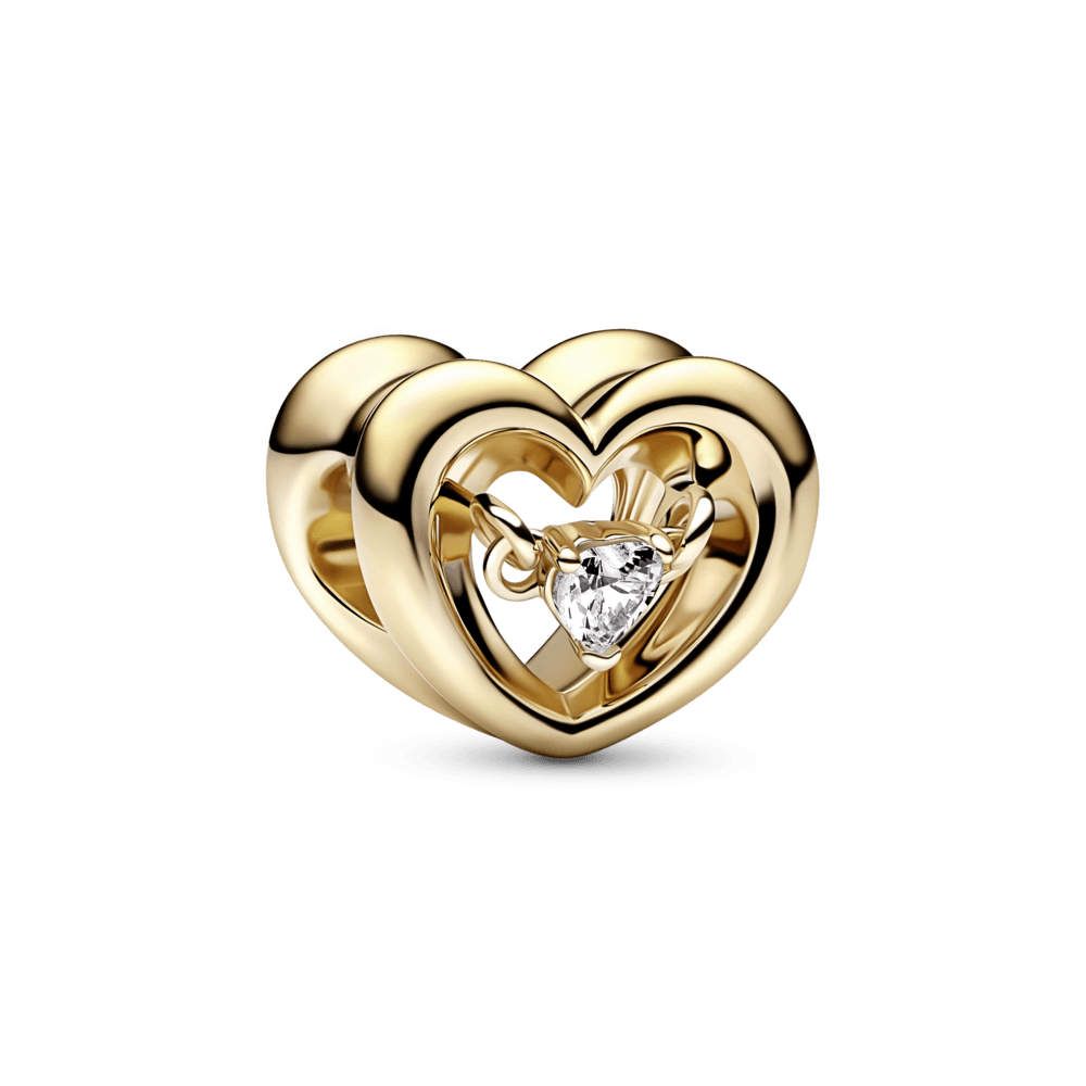 Imagem 1 do produto Charm de Ouro Coração Radiante e Pedra Flutuante