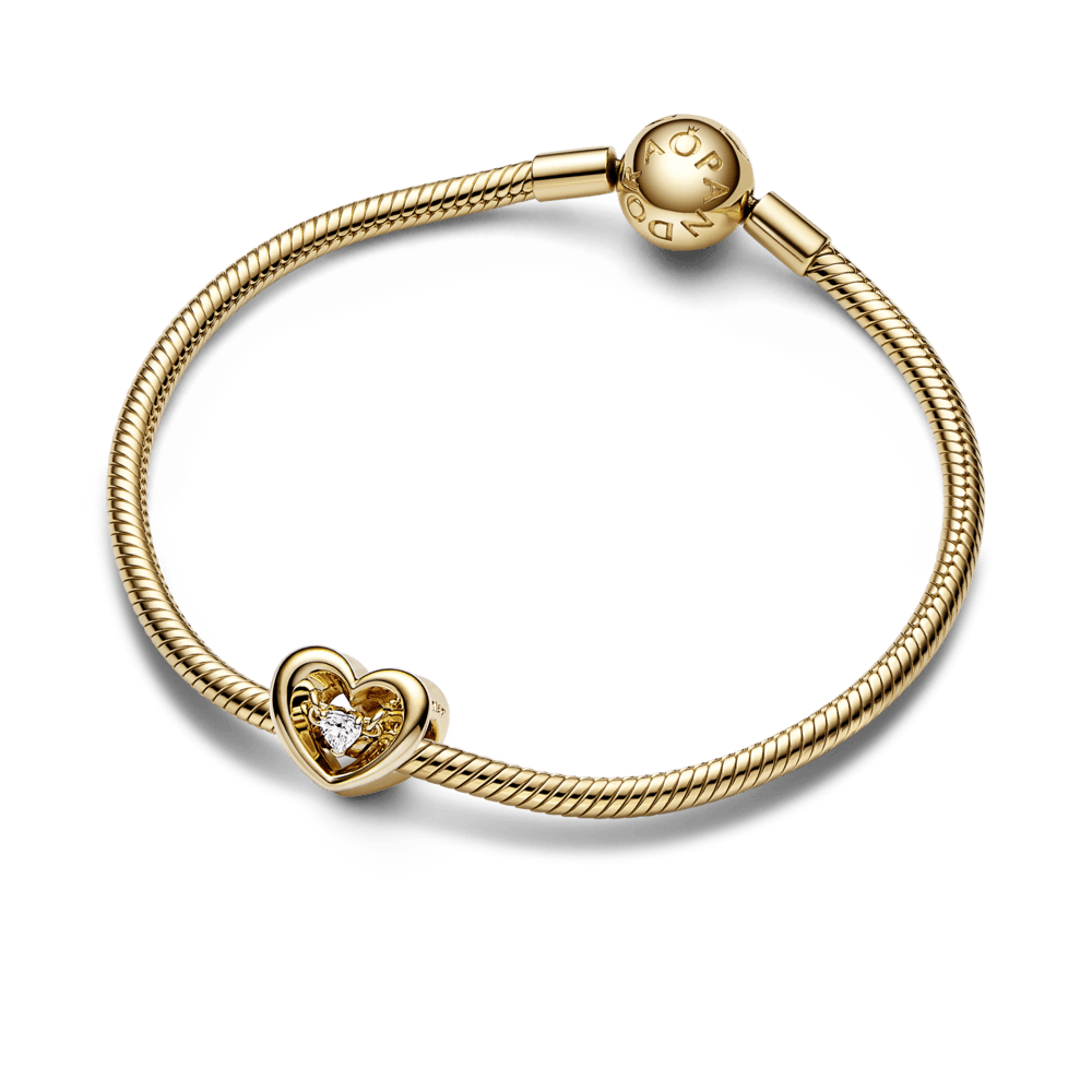 Imagem 4 do produto Charm de Ouro Coração Radiante e Pedra Flutuante