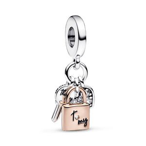 Charm Pendente Chave, Cadeado e Coração