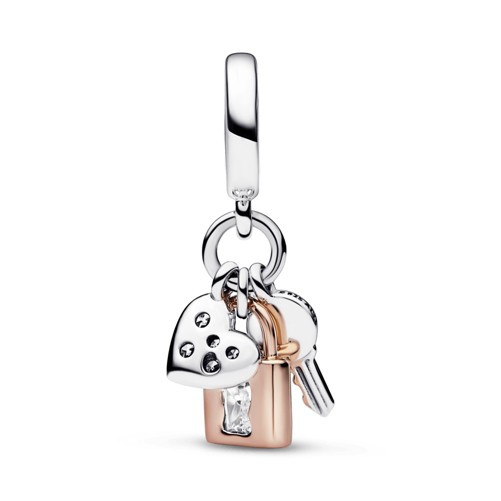 Imagem 3 do produto Charm Pendente Chave, Cadeado e Coração