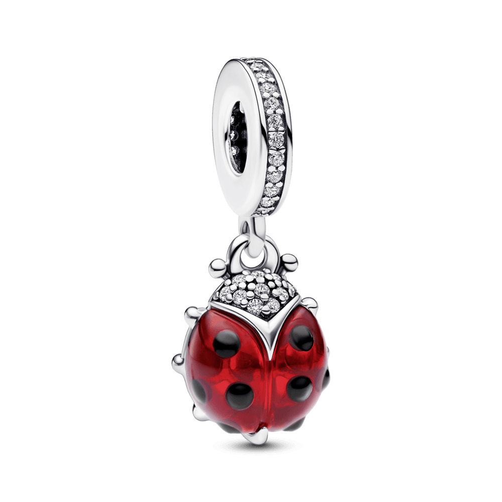 Imagem 1 do produto Charm Prata Pendente Joaninha Vermelha em Pavé