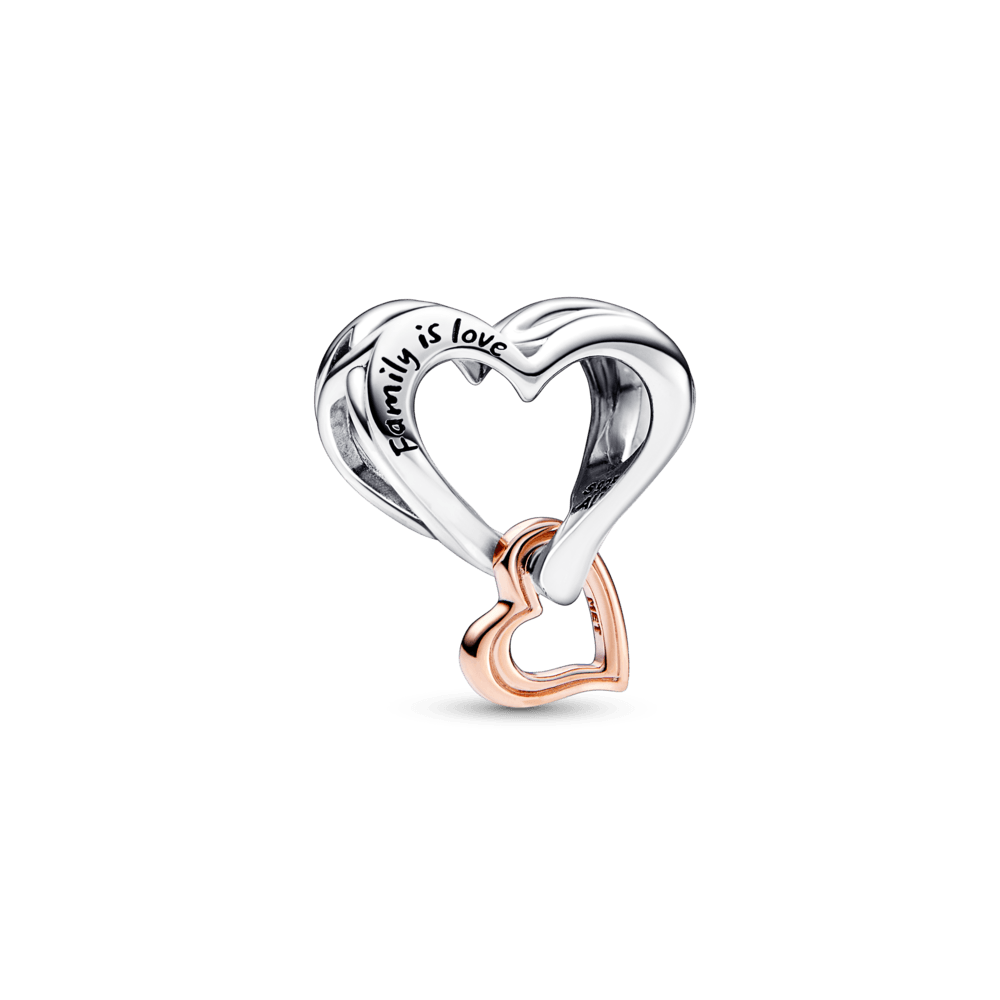 Imagem 1 do produto Charm Pendente Corações Vazados em Dois Tons