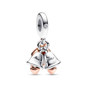 Charm Pendente Sinos da Igreja em Dois Tons