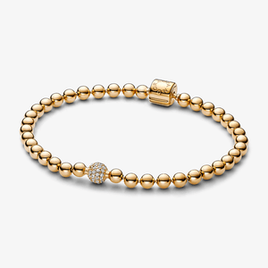 Bracelete Maleavel De Pandora Shine Com Zirconia Em Ouro 14k