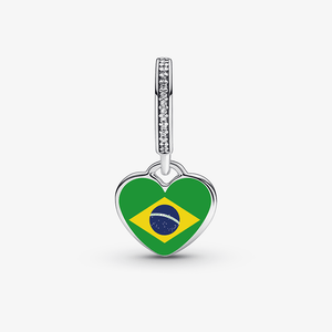 Charm Prata Pendente Bandeira Do Brasil