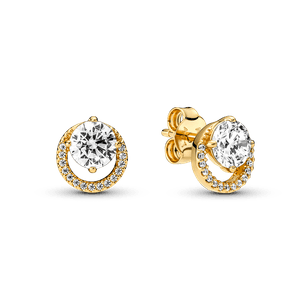 Brinco De Ouro Redondo Brilhante Com Zirconias