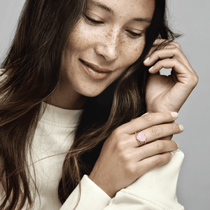 Anel Ouro Rosé Aro Duplo Coração Rosa