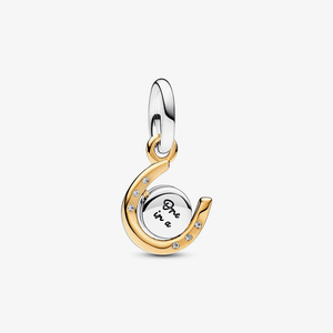 Charm Pendente Dois Tons  Ferradura Giratoria