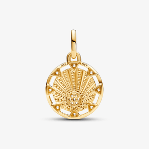 Charm de Ouro Medalhão Sol Poder da Luz