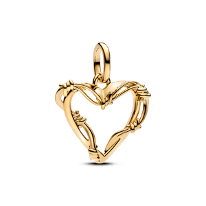 Charm Ouro Medalhao Coracao De Arame Farpado