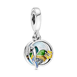 Charm Pendente Papagaio E Praia Do Brasil