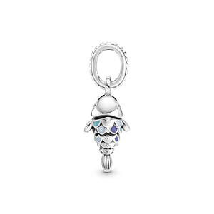 Charm Pendente Peixe De Escamas Azuis