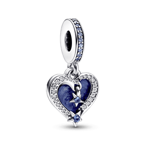 Charm Prata Pendente Coração e Estrela Celestial