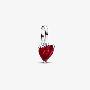 Mini Charm Prata Pendente Coração Vermelho