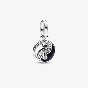 Mini Charm Prata Pendente Yin e Yang Brilhante