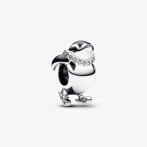 Charm Prata Pinguim Esquiador
