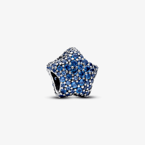 Charm Prata Estrela Azul em Pavé