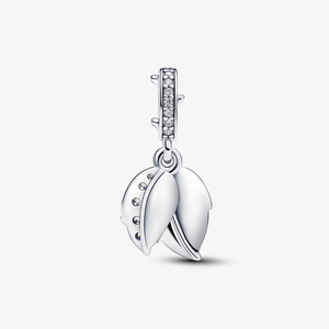 Charm Prata Pendente Rosa Branca De Madreperola