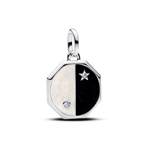 Charm Prata Medalhao Yin E Yang Esmaltado