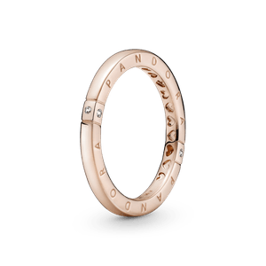 Anel Signature Pandora E Coracoes Em Ouro Rose
