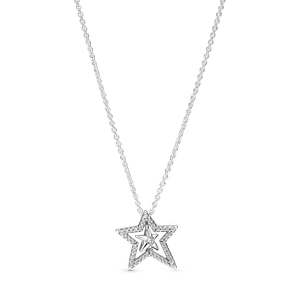 Colar Estrela Assimetrica Em Pave