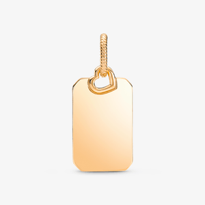 Charm de Ouro Pendente Placa Retangular Gravável