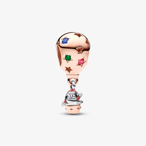 Charm Ouro Rosé Pendente Papai Noel e Balão de Ar Quente