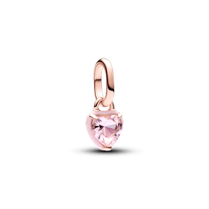 Mini Charm Pendente Ouro Rosé Coração Chakra Rosa