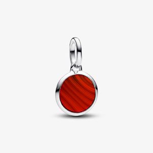 Charm Prata Mini Medalhão Vermelho Gravável
