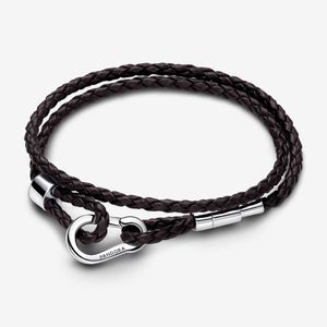 Bracelete De Couro Marrom E Fecho De Prata