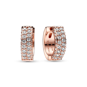 Brinco Argola Rosé e Fila Dupla com Zircônias