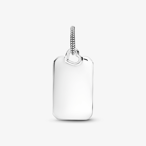 Charm Prata Pendente Placa Retangular Gravável