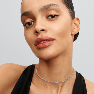 Colar De Prata Chocker De Zirconias