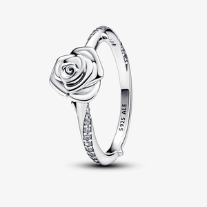 Anel De Prata Rosa Delicada Com Zirconias