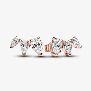 Brinco Ouro Rosé Pequeno Espigão com Zircônias