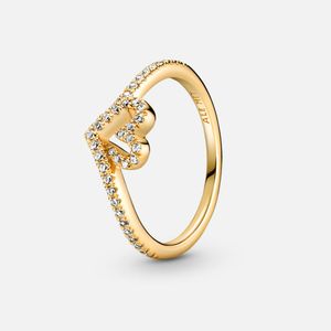 Anel De Ouro Chevron Coracao Brilhante