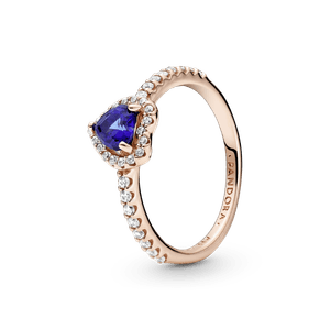 Anel Pandora Coracao Azul Brilhante