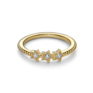 Anel De Ouro Estrelas Celestiais