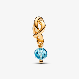 Charm Ouro Pendente Circulo Da Eternidade Azul Marinho