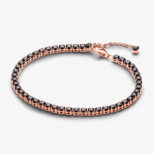 Bracelete Ouro Rose Cravejado Cristal Preto