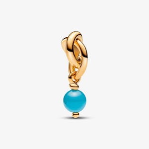 Charm Ouro Pendente Circulo Da Eternidade Azul Turquesa