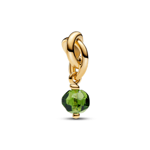 Charm De Ouro Pendente Circulo Da Eternidade Verde